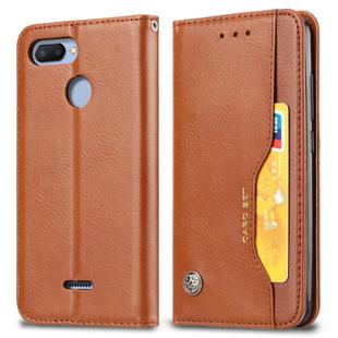 Knead Skin Texture Horizontal Flip Leather Case for Xiaomi Redmi 6 / 6A, with Photo Frame & Holder & Card Slots & Wallet(Brown)