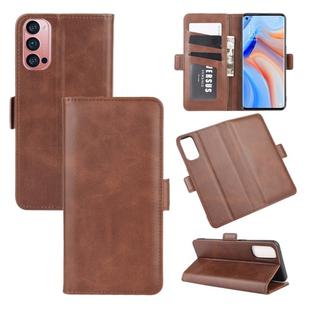 For OPPO Reno4 Pro 5G Dual-side Magnetic Buckle Horizontal Flip Leather Case with Holder & Card Slots & Wallet(Brown)