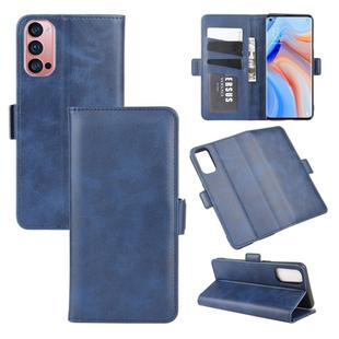 For OPPO Reno4 Pro 5G Dual-side Magnetic Buckle Horizontal Flip Leather Case with Holder & Card Slots & Wallet(Dark Blue)