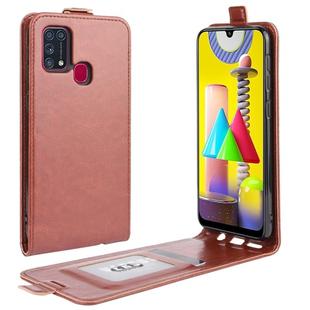 For Samsung Galaxy M31 R64 Texture Single Vertical Flip Leather Protective Case with Card Slots & Photo Frame(Brown)