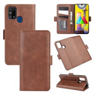 For Samsung Galaxy M31 Dual-side Magnetic Buckle Horizontal Flip Leather Case with Holder & Card Slots & Wallet(Brown)