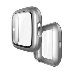 For Fitbit Versa 2 Fuel injection Frosted PC Shell + Tempered Glass Film(White)