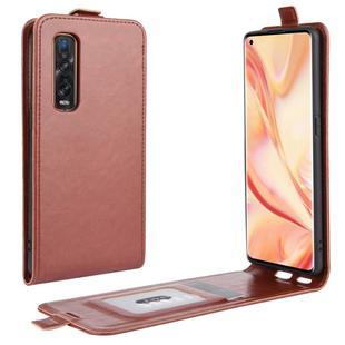 For OPPO Find X2 Pro R64 Texture Single Vertical Flip Leather Protective Case with Card Slots & Photo Frame(Brown)
