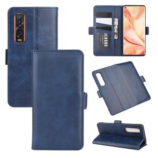 For OPPO Find X2 Pro Dual-side Magnetic Buckle Horizontal Flip Leather Case with Holder & Card Slots & Wallet(Dark Blue)