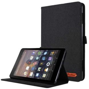 For Amazon Fire HD 8 (2020) Horizontal Flip TPU + Fabric PU Leather Protective Case with Card Slots & Holder(Black)