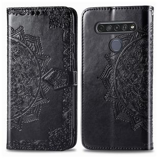 For LG K61 Halfway Mandala Embossing Pattern Horizontal Flip Leather Case with Holder & Card Slots & Wallet & Photo Frame & Lanyard(Black)