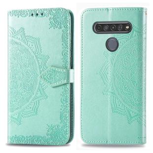 For LG K61 Halfway Mandala Embossing Pattern Horizontal Flip Leather Case with Holder & Card Slots & Wallet & Photo Frame & Lanyard(Green)