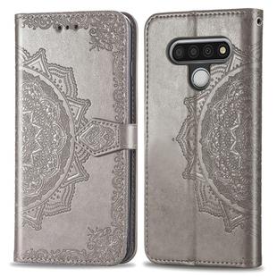 For LG Stylo 6 Halfway Mandala Embossing Pattern Horizontal Flip Leather Case with Holder & Card Slots & Wallet & Photo Frame & Lanyard(Grey)