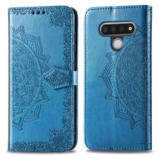 For LG Stylo 6 Halfway Mandala Embossing Pattern Horizontal Flip Leather Case with Holder & Card Slots & Wallet & Photo Frame & Lanyard(Blue)