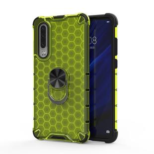 For Xiaomi Mi CC9 Shockproof Honeycomb PC + TPU Ring Holder Protection Case(Green)