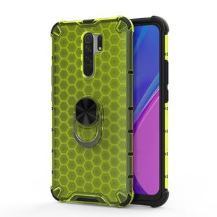 For Xiaomi Redmi 9 Shockproof Honeycomb PC + TPU Ring Holder Protection Case(Green)