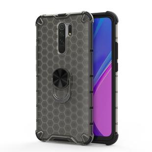 For Xiaomi Redmi Note 8 Pro Shockproof Honeycomb PC + TPU Ring Holder Protection Case(Grey)