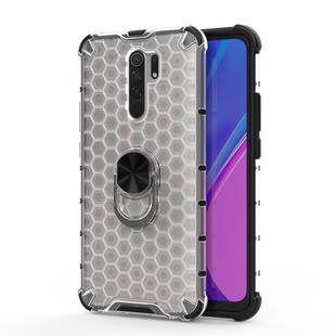 For Xiaomi Redmi Note 8 Pro Shockproof Honeycomb PC + TPU Ring Holder Protection Case(White)