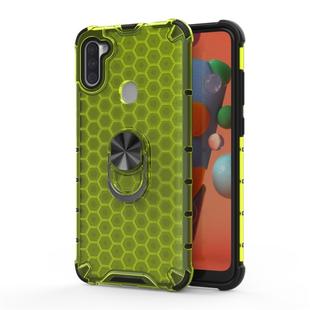 For Samsung Galaxy A11 Shockproof Honeycomb PC + TPU Ring Holder Protection Case(Green)