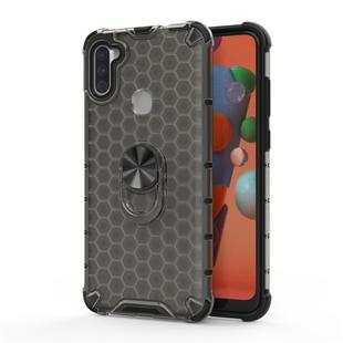 For Samsung Galaxy A11 Shockproof Honeycomb PC + TPU Ring Holder Protection Case(Grey)