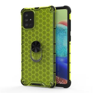 For Samsung Galaxy A71 Shockproof Honeycomb PC + TPU Ring Holder Protection Case(Green)