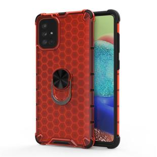 For Samsung Galaxy A51 Shockproof Honeycomb PC + TPU Ring Holder Protection Case(Red)