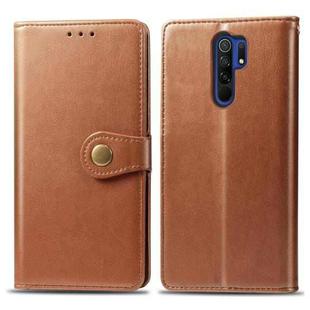 For Xiaomi Redmi 9 Retro Solid Color Leather Buckle Phone Case with Photo Frame & Card Slot & Wallet & Bracket(Brown)