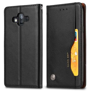 Knead Skin Texture Horizontal Flip Leather Case for Galaxy J7 DUO / J720F, with Photo Frame & Holder & Card Slots & Wallet(Black)
