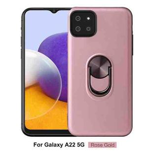 For Samsung Galaxy A22 5G 360 Rotary Multifunctional Stent PC+TPU Case with Magnetic Invisible Holder(Rose Gold)