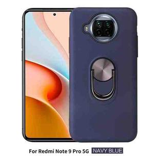 For Xiaomi Redmi Note 9 Pro 5G 360 Rotary Multifunctional Stent PC+TPU Case with Magnetic Invisible Holder(Navy Blue)