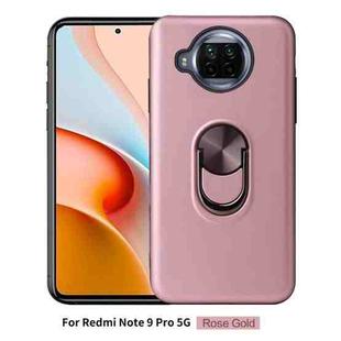 For Xiaomi Redmi Note 9 Pro 5G 360 Rotary Multifunctional Stent PC+TPU Case with Magnetic Invisible Holder(Rose Gold)