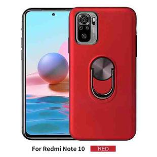 For Xiaomi Redmi Note 10 4G 360 Rotary Multifunctional Stent PC+TPU Case with Magnetic Invisible Holder(Red)