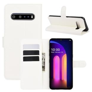 For LG V60 ThinQ 5G Litchi Texture Horizontal Flip Protective Case with Holder & Card Slots & Wallet(White)