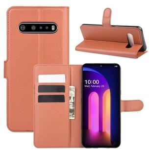 For LG V60 ThinQ 5G Litchi Texture Horizontal Flip Protective Case with Holder & Card Slots & Wallet(Brown)
