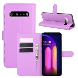 For LG V60 ThinQ 5G Litchi Texture Horizontal Flip Protective Case with Holder & Card Slots & Wallet(Purple)