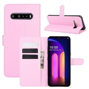 For LG V60 ThinQ 5G Litchi Texture Horizontal Flip Protective Case with Holder & Card Slots & Wallet(Pink)