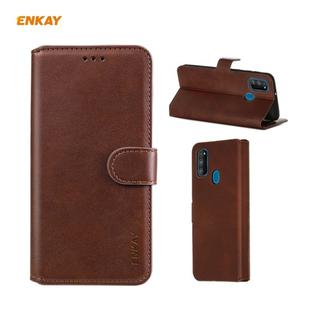For Samsung Galaxy M30s ENKAY Hat-Prince Horizontal Flip Leather Case with Holder & Card Slots & Wallet(Brown)