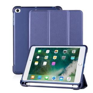 For iPad mini 5 / mini 4 / mini 3 / mini 2 / mini 3-folding Litchi Texture Horizontal Flip PU Leather + Shockproof TPU Case with Holder & Pen Slot(Blue)