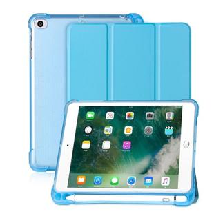 For iPad mini 5 / mini 4 / mini 3 / mini 2 / mini 3-folding Litchi Texture Horizontal Flip PU Leather + Shockproof TPU Case with Holder & Pen Slot(Sky Blue)