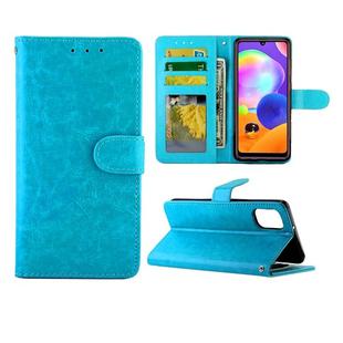 For Samsung Galaxy A31 Crazy Horse Texture Leather Horizontal Flip Protective Case with Holder & Card Slots & Wallet & Photo Frame(Sky Blue)