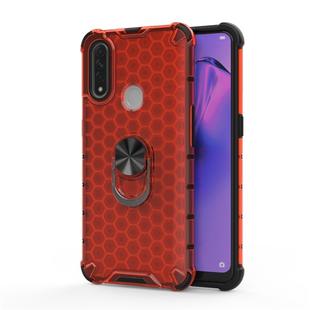 For OPPO A8 Shockproof Honeycomb PC + TPU Ring Holder Protection Case(Red)