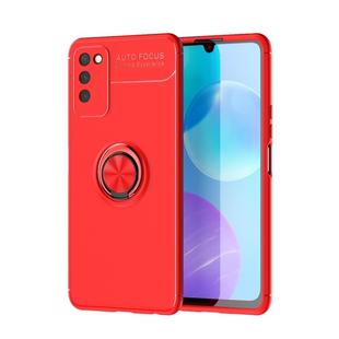 For Huawei Honor 30 Lite Metal Ring Holder 360 Degree Rotating TPU Case(Red+Red)