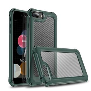 For iPhone 7 & 8 & 6 & 6s Transparent Carbon Fiber Texture Rugged Full Body TPU+PC Scratch-Resistant Shockproof Case(Army Green)