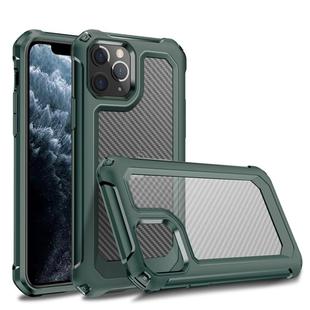 For iPhone 11 Transparent Carbon Fiber Texture Rugged Full Body TPU+PC Scratch-Resistant Shockproof Case(Army Green)