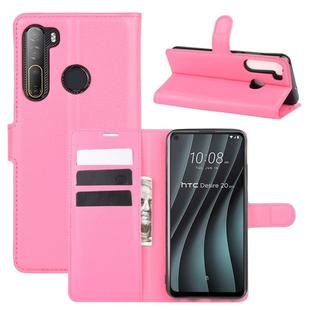 For HTC Desire 20 Pro Litchi Texture Horizontal Flip Protective Case with Holder & Card Slots & Wallet(Rose red)