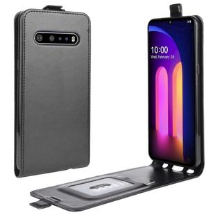 For LG V60 ThinQ 5G / LG V60 ThinQ 5G UW R64 Texture Single Vertical Flip Leather Protective Case with Card Slots & Photo Frame(Black)