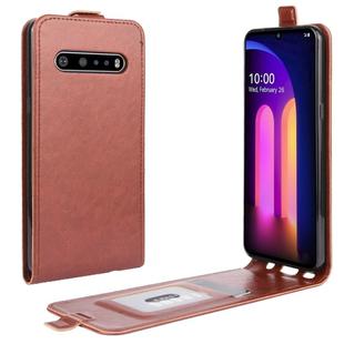 For LG V60 ThinQ 5G / LG V60 ThinQ 5G UW R64 Texture Single Vertical Flip Leather Protective Case with Card Slots & Photo Frame(Brown)