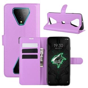 For Xiaomi Black Shark 3 Litchi Texture Horizontal Flip Protective Case with Holder & Card Slots & Wallet(Purple)