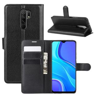 For Xiaomi Redmi 9 Litchi Texture Horizontal Flip Protective Case with Holder & Card Slots & Wallet(Black)