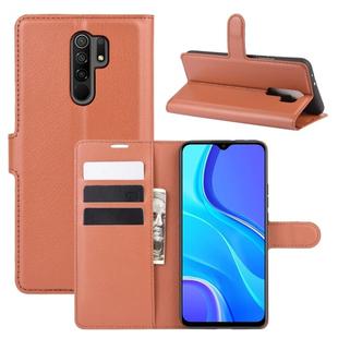 For Xiaomi Redmi 9 Litchi Texture Horizontal Flip Protective Case with Holder & Card Slots & Wallet(Brown)