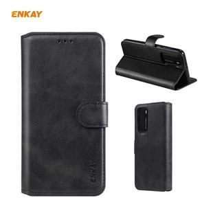 For Huawei P40 ENKAY Hat-Prince Horizontal Flip Leather Case with Holder & Card Slots & Wallet(Black)