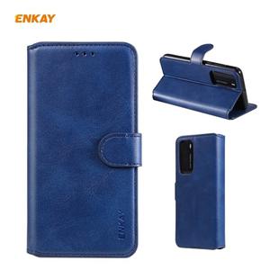 For Huawei P40 ENKAY Hat-Prince Horizontal Flip Leather Case with Holder & Card Slots & Wallet(Dark Blue)