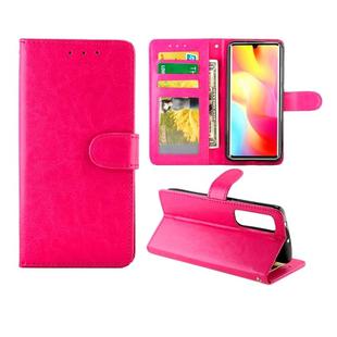For Xiaomi Mi Note 10 Lite Crazy Horse Texture Leather Horizontal Flip Protective Case with Holder & Card Slots & Wallet & Photo Frame(Magenta)