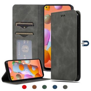 For Samsung Galaxy A11 (US) Retro Skin Feel Business Magnetic Horizontal Flip Leather Case(Dark Grey)