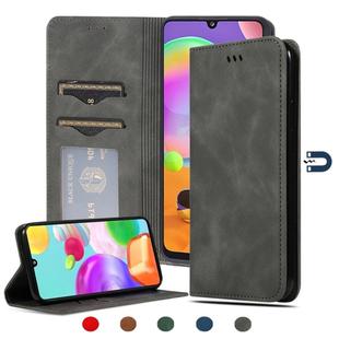 For Samsung Galaxy A31 Retro Skin Feel Business Magnetic Horizontal Flip Leather Case(Dark Grey)